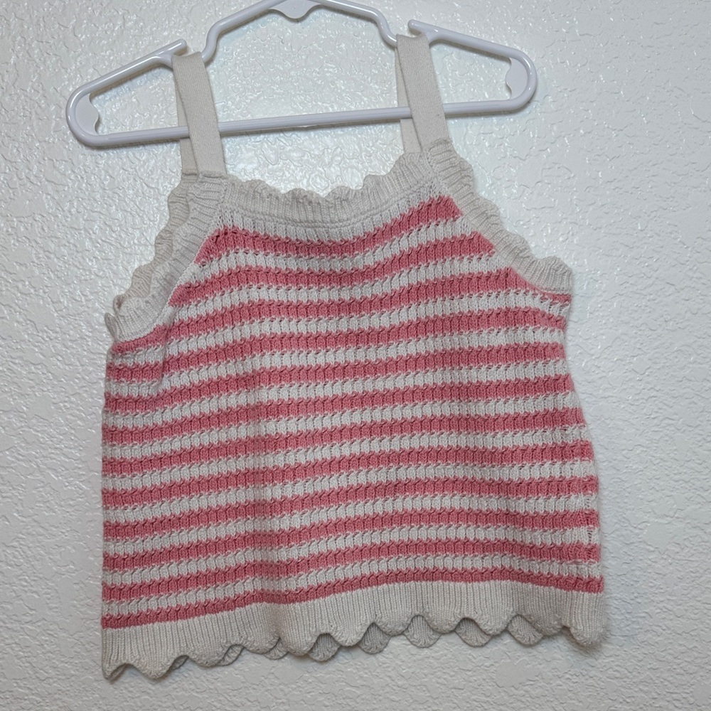 Old Navy Pink and Cream Striped Knit Tank Top